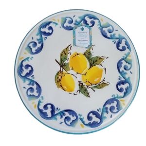 New Papart Lemon Ceramic Trivet 8" Blue Green White